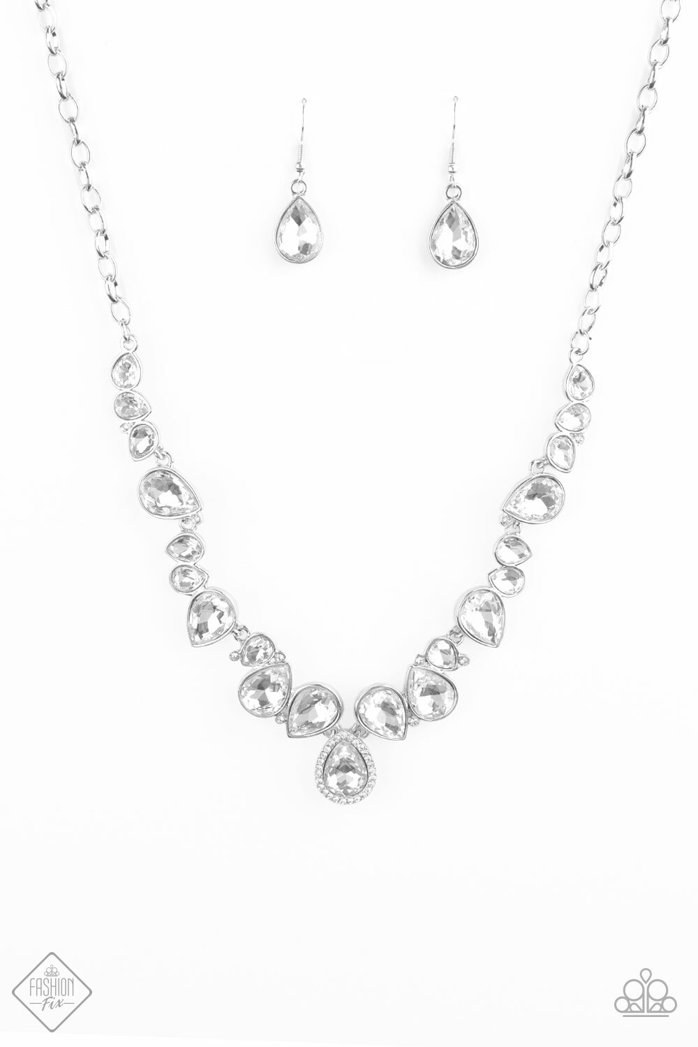 Paparazzi jewelry Fiercely Fifth Avenue White Teardrop Gem Fashion Fix Set