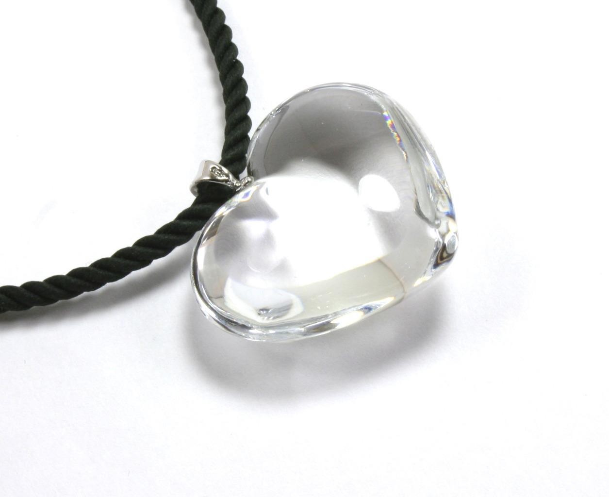 BACCARAT LOVE PUFFED HEART CLEAR CRYSTAL 925 SS BAIL NECKLACE PENDANT