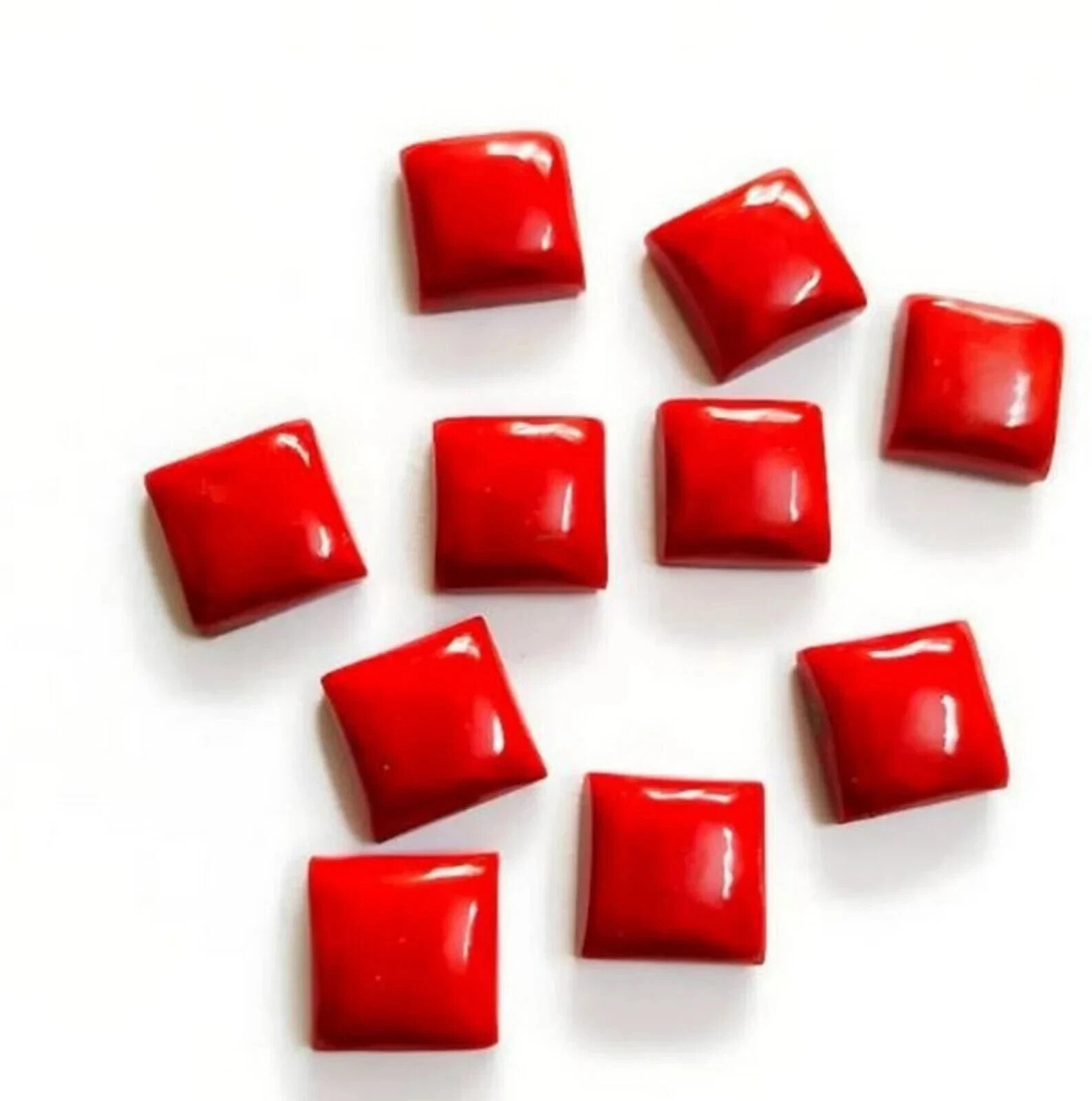 Wholesale Synthetic Coral Cabochon Square Shape Loose Gemstone Jewellery.