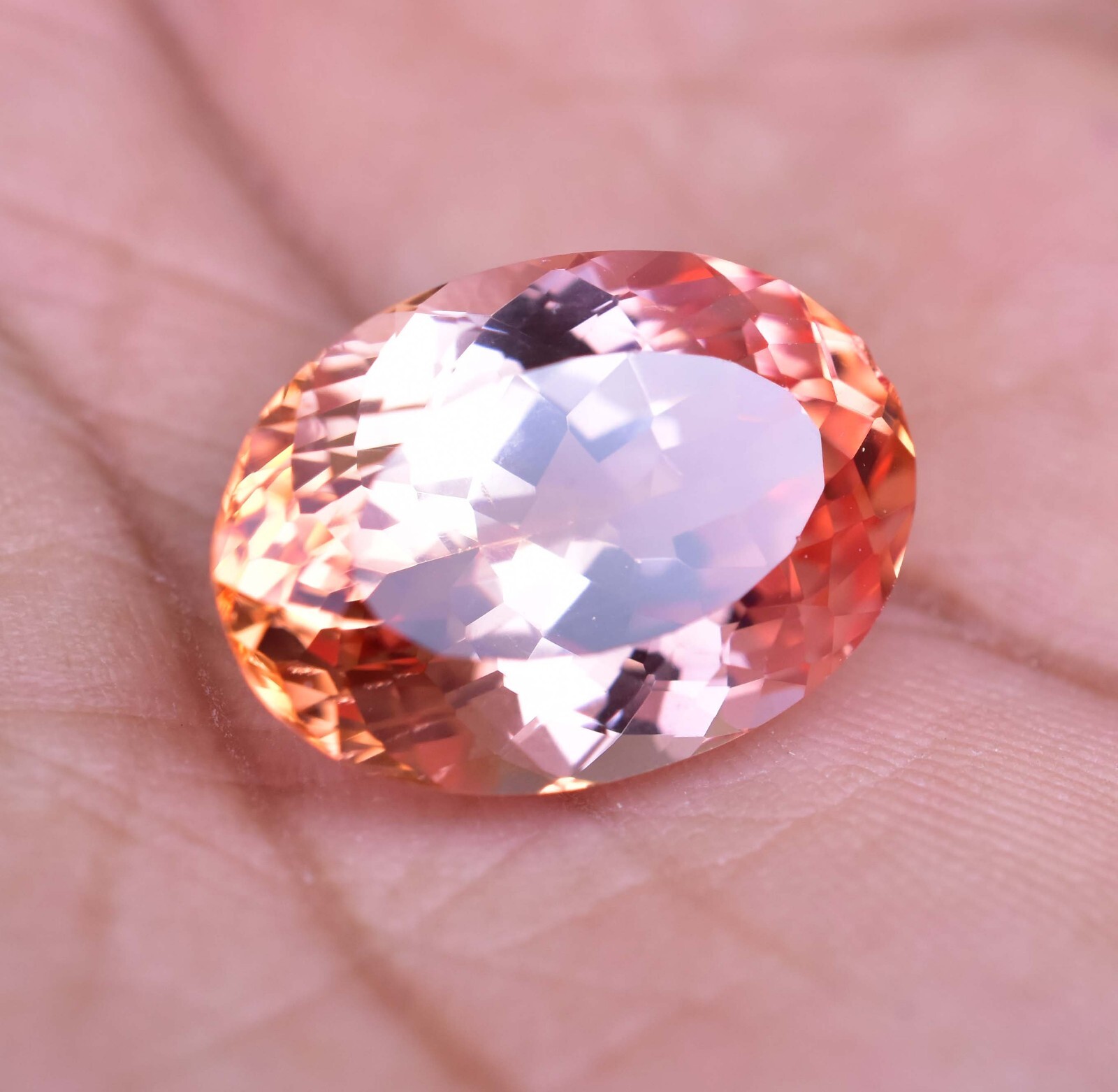 Natural Imperial Topaz 15.45 Ct Oval Certified Flawless Loose Gemstone