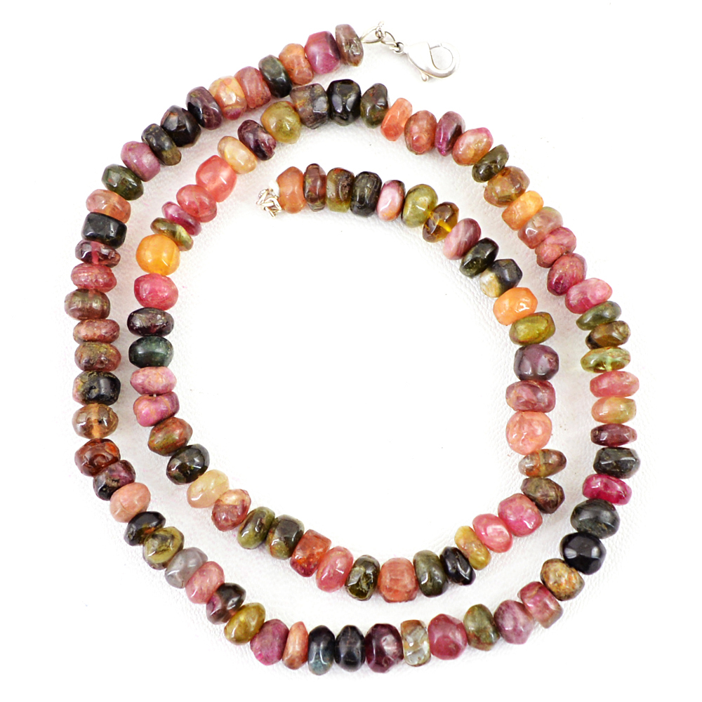 249.00 CTS NATURAL UNTREATED WATERMELON TOURMALINE ROUND SHAPE BEADS NECKLACE