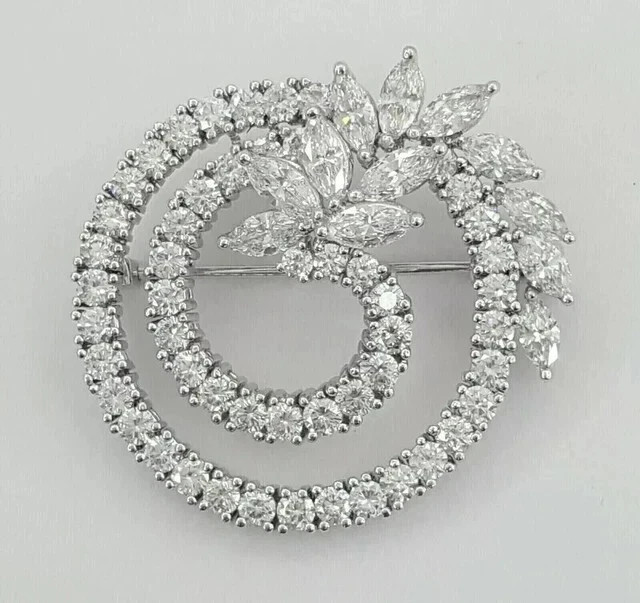 14K White Gold Plated Marquise Lab Created Diamond Partywear Brooch Pin Women’s