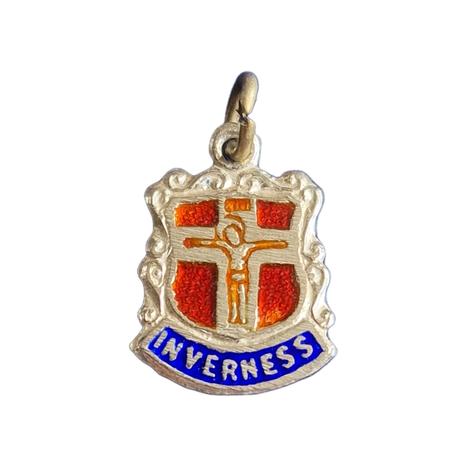 INVERNESS SCOTLAND Silver Vintage Travel Shield Enamel Souvenir Charm