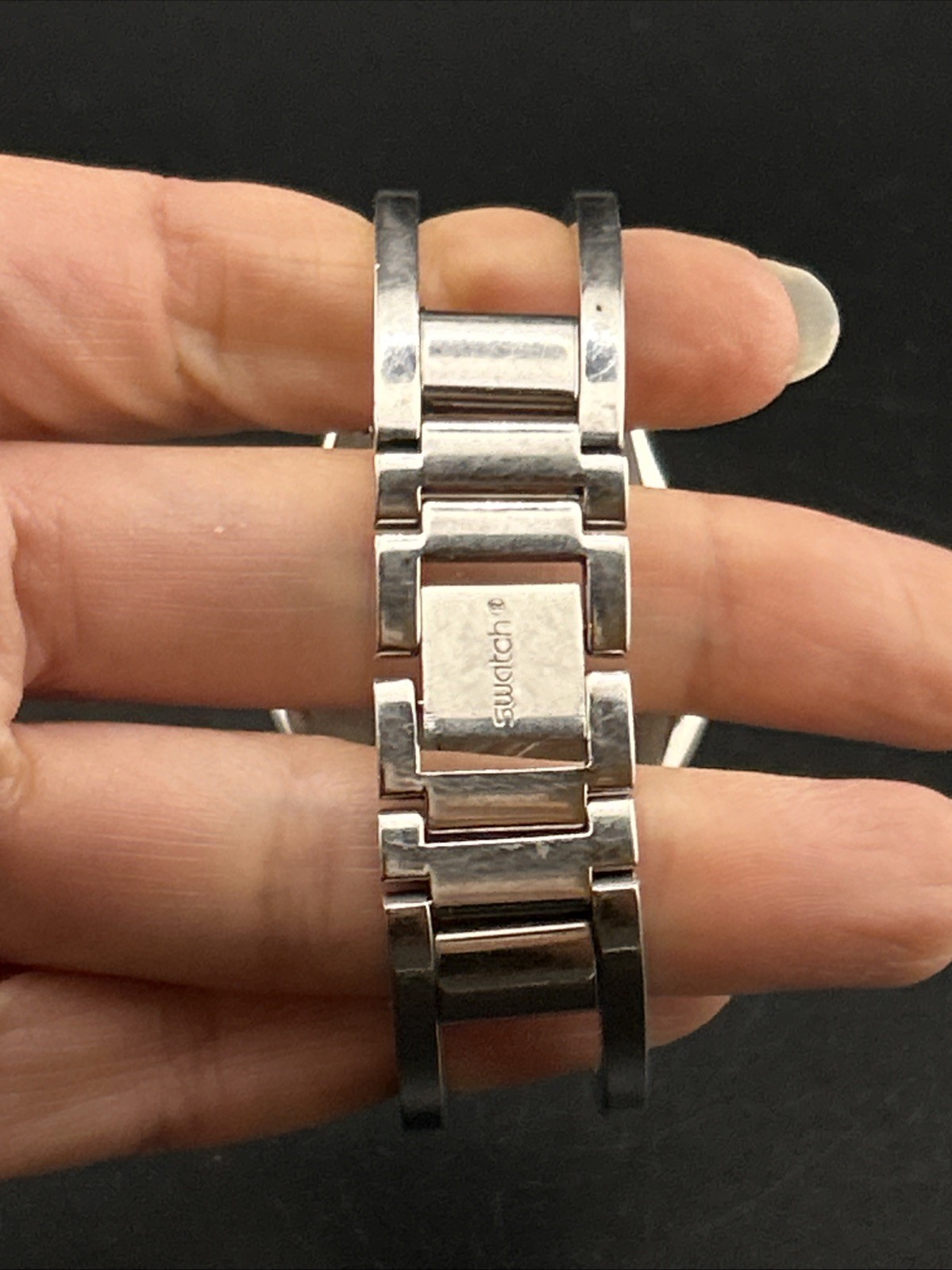Swatch Irony Swiss Ladies Stainless Steel Watch Running Wristwatch Bezel SS Brac