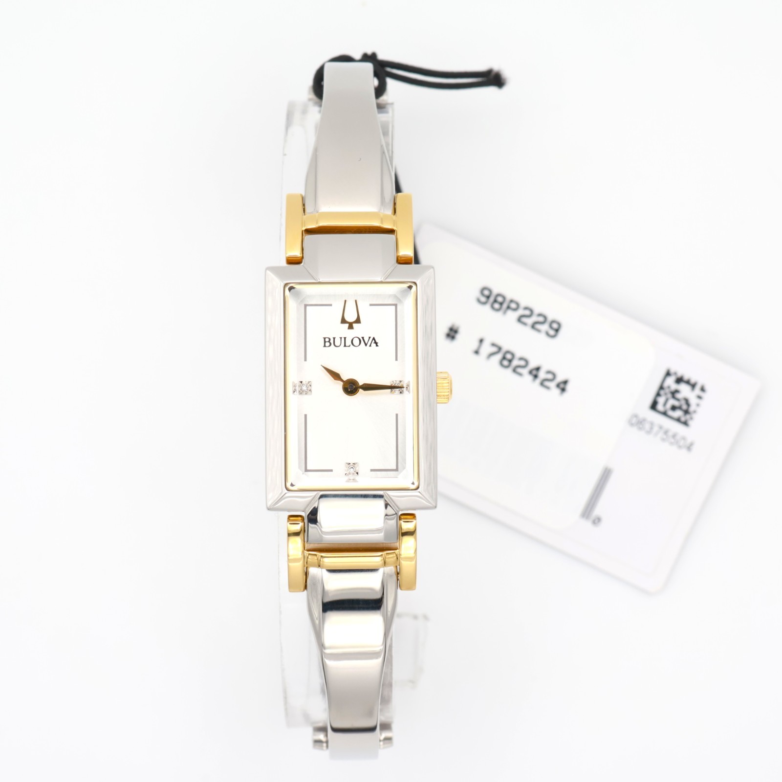 Bulova Diamond Womens Watch Silver Dial Crystal Markers Two Tone 98P229