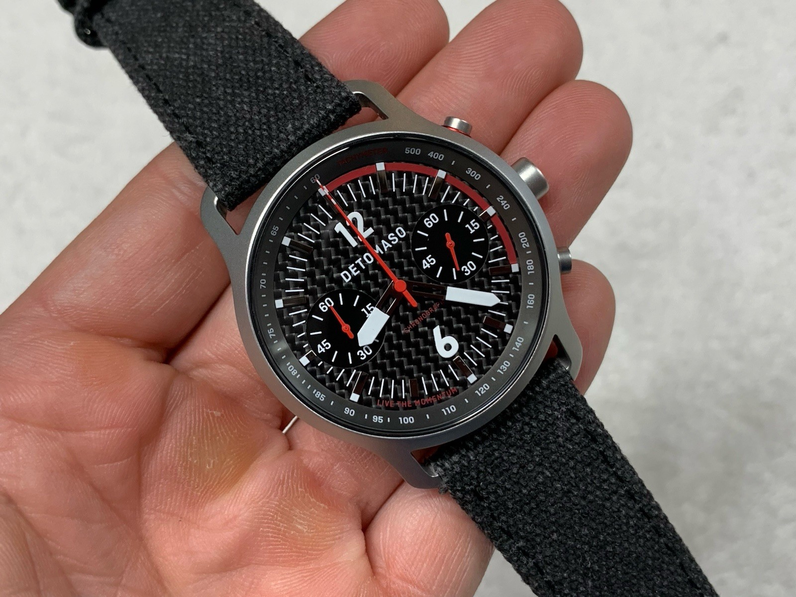 Detomaso Sorpasso Carbon Silver 42mm Quartz Chronograph Watch