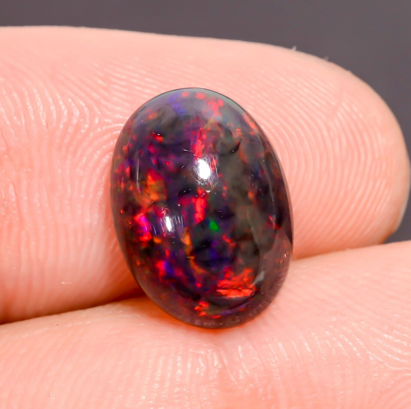2.50 Cts Natural Black Ethiopian Opal Oval Cabochon Loose Gemstone 12X9X5 mm