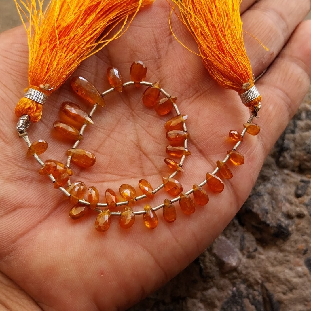 31 Carat Natural Orange Color Kyanite Pear Briolette Cut 8 Inch Beads