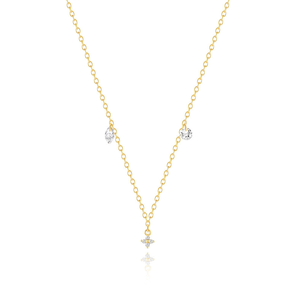 Gold Plated 925 Sterling Silver CZ Y Lariat Necklace for Women