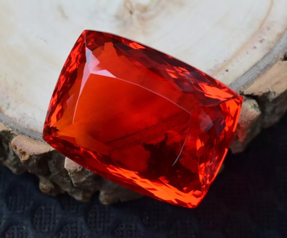 Natural Myanmar (Burma) Certified 136 CT Red Topaz Cushion Cut Loose Gemstone