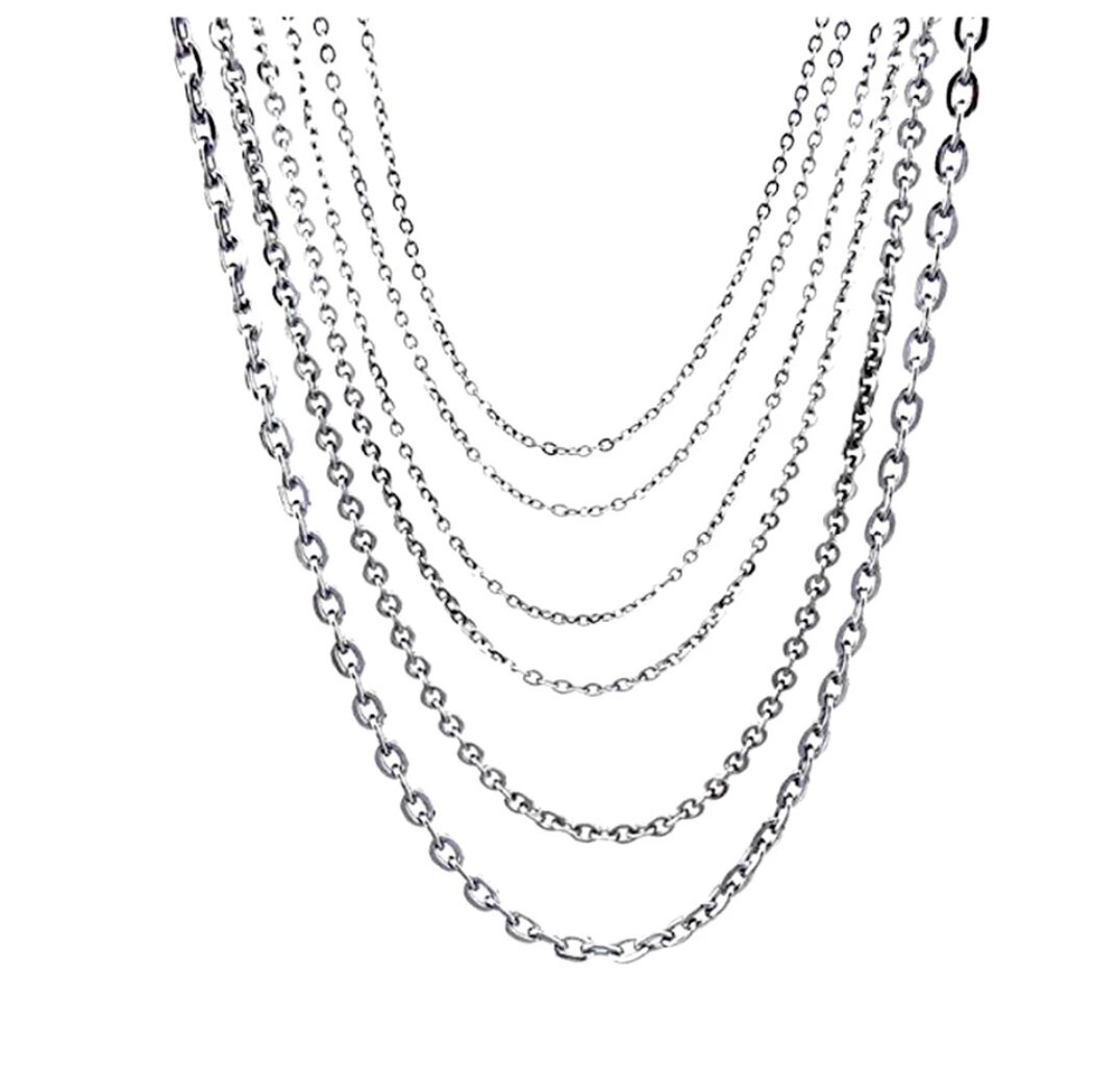 Stainless Steel 23.6 Inch (60 cm) 1.5 mm Oval Link Neck Chain Necklace