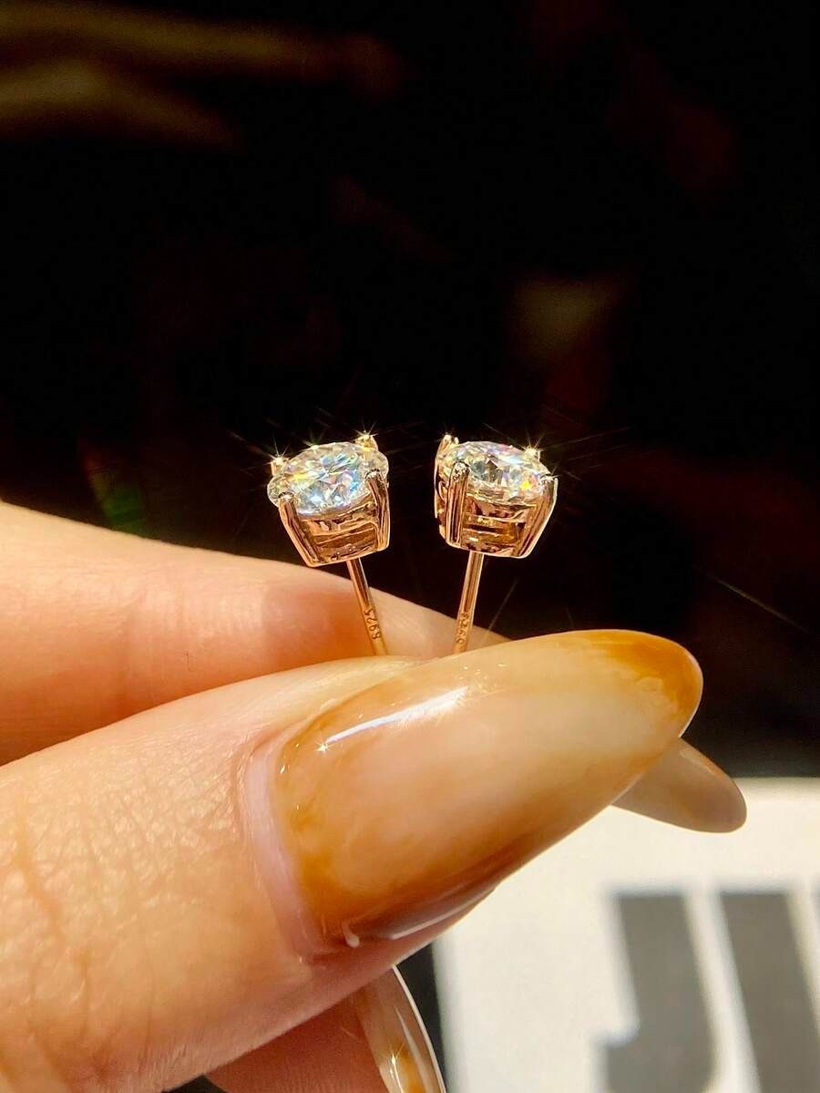 4.0 Ct TW Moissanite Solitaire Stud Earrings 14K Yellow Gold Certified FL/D Gift
