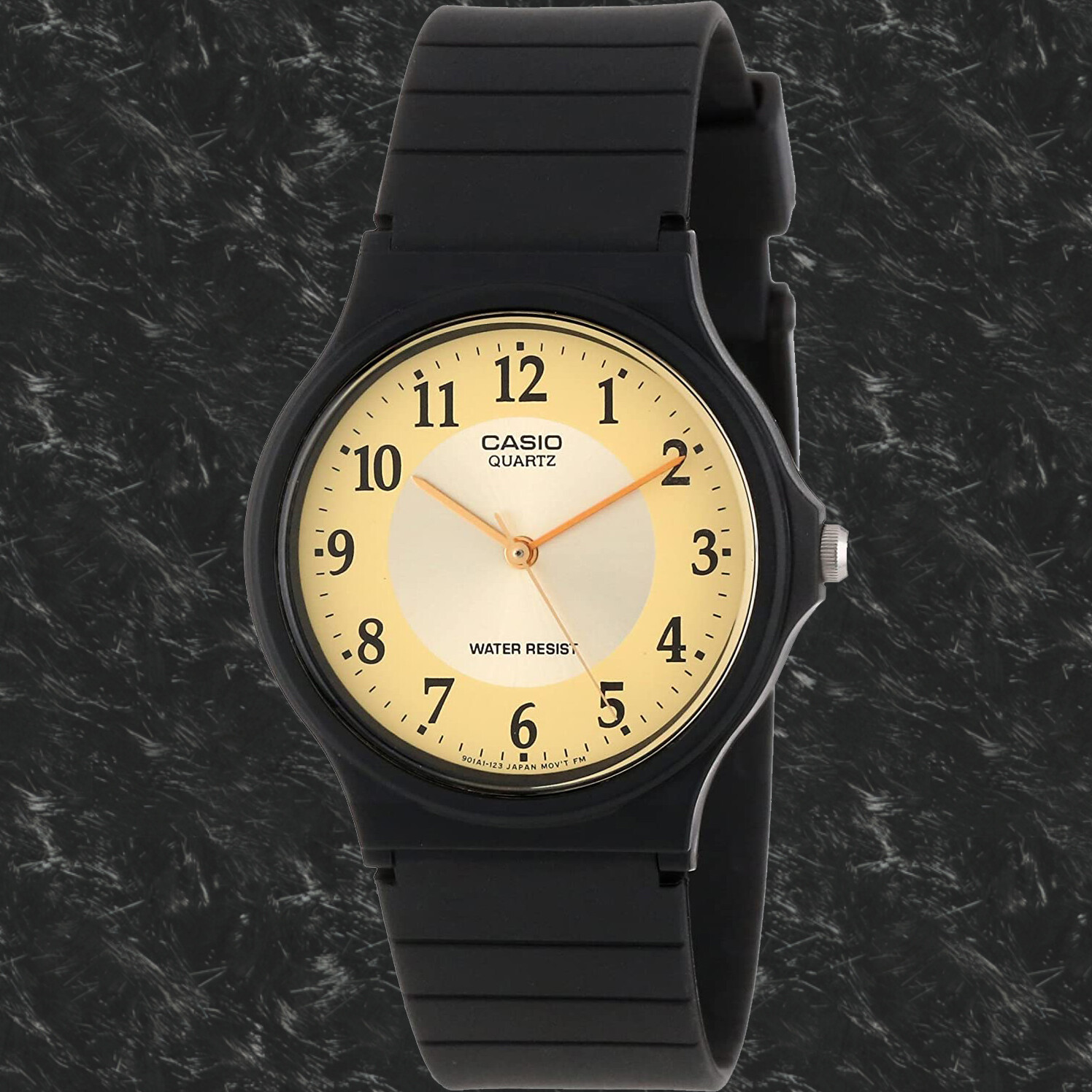 Casio MQ24-9B3 Gold Analog Watch Classic Sport Yellow Resin Band New