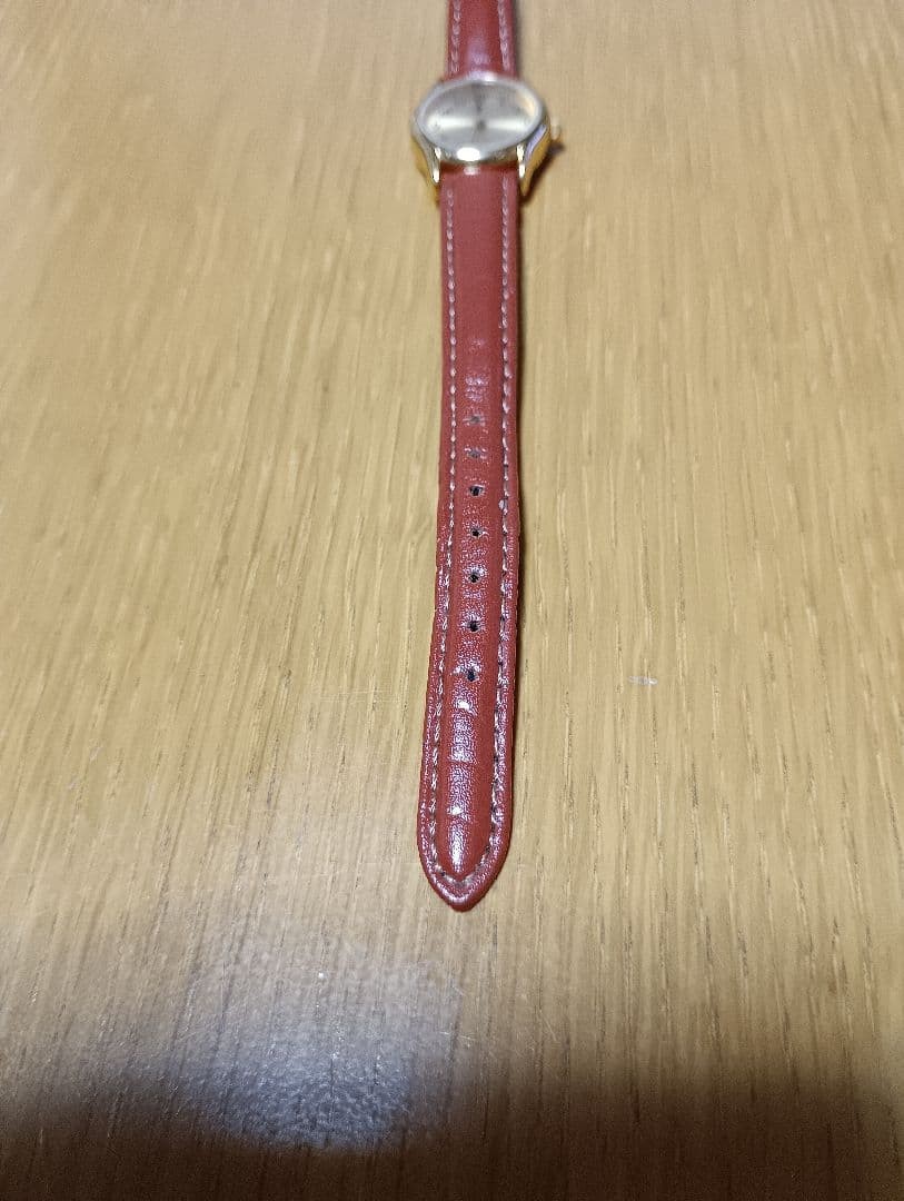 CASIO Quartz Watch, Gold Dial, Red Leather Strap NEW