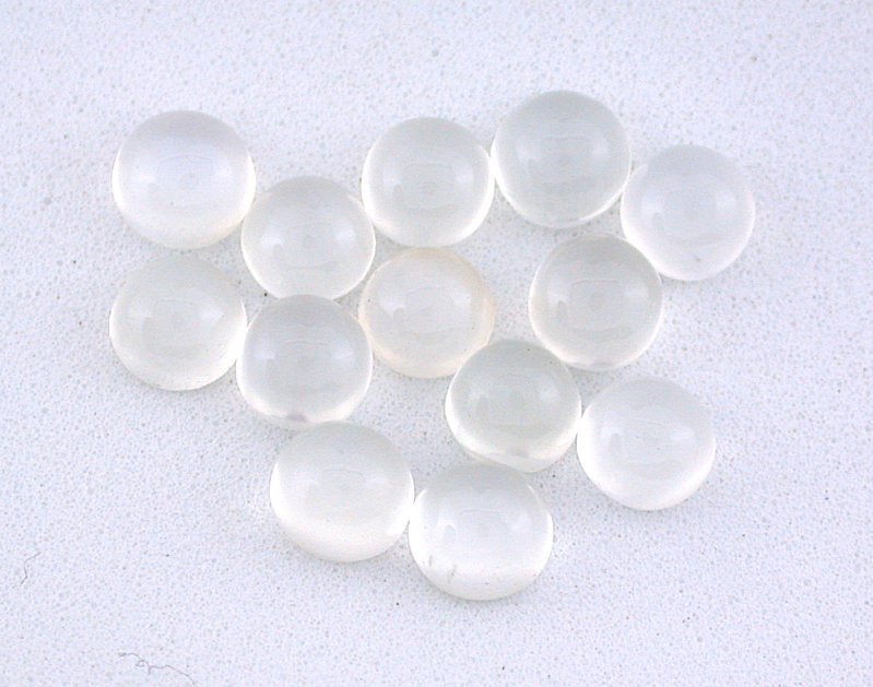 TWO 7mm Round Natural Moonstone Cab Cabochon Gem Stone Gemstone EBS2922