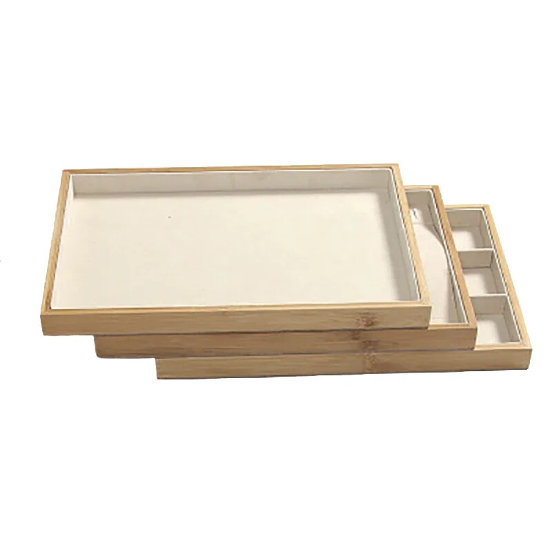 Bamboo Jewelry Display Ring Earring Necklace Bracelet Display Organizer Tray