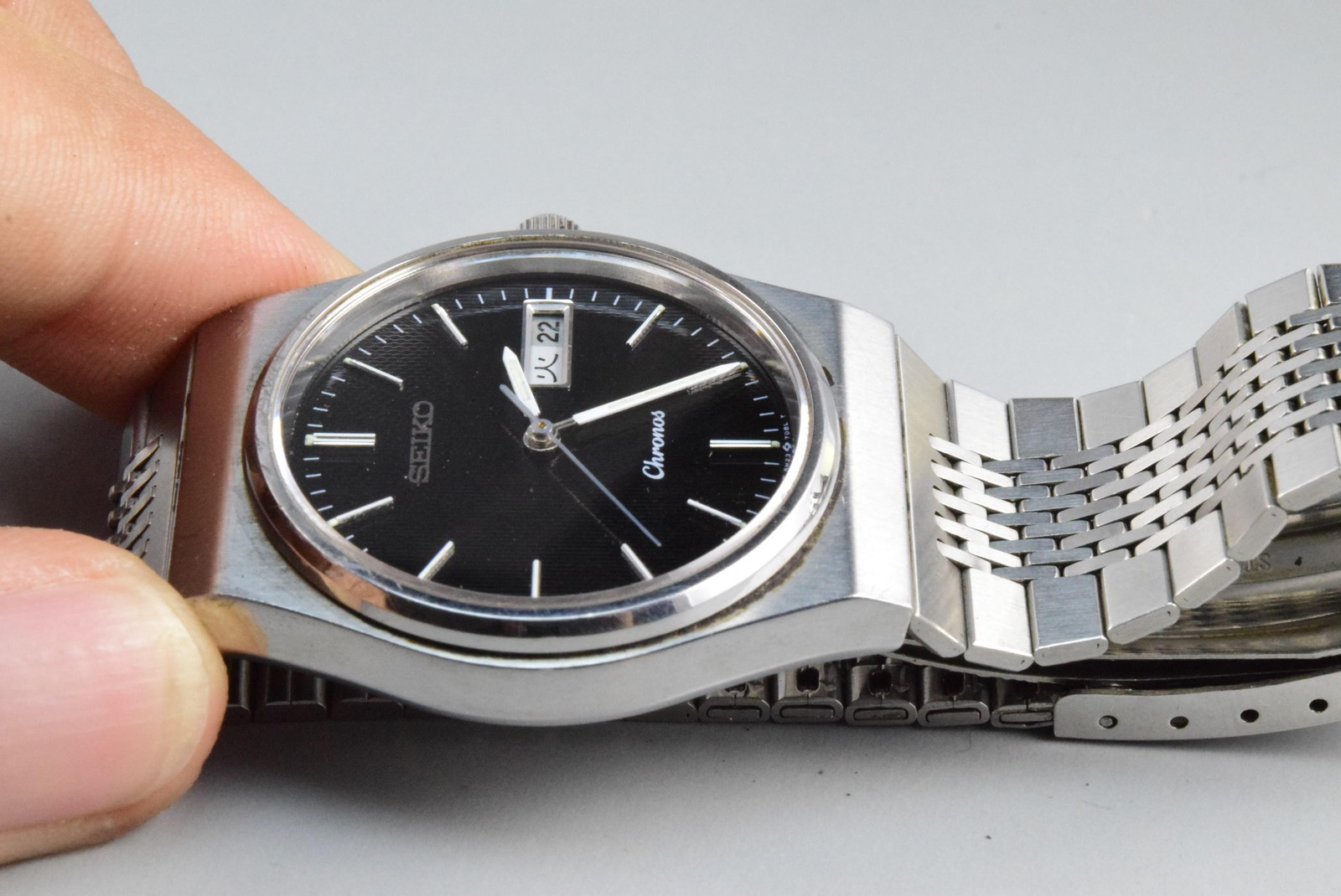 Vintage watch Seiko Chronos 5H23-7D20 Black Men Quartz Round 38mm