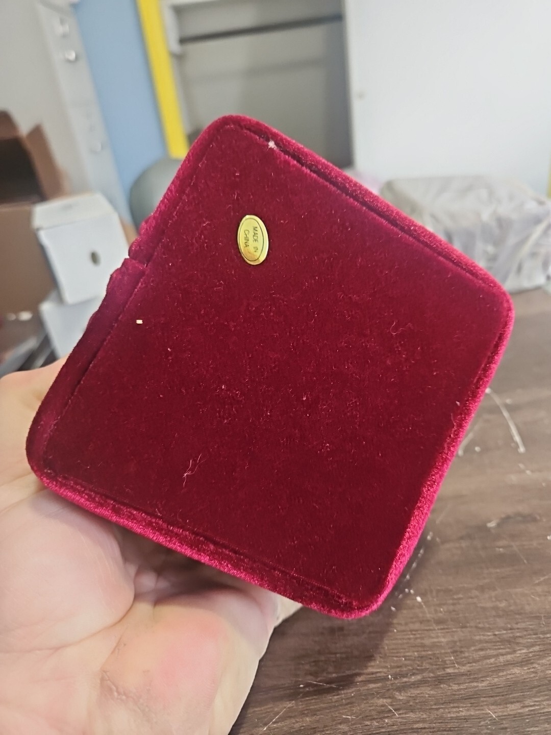 Red Maroon Velvet Square Jewelry Box With Bow Big Box Gift Box Soft