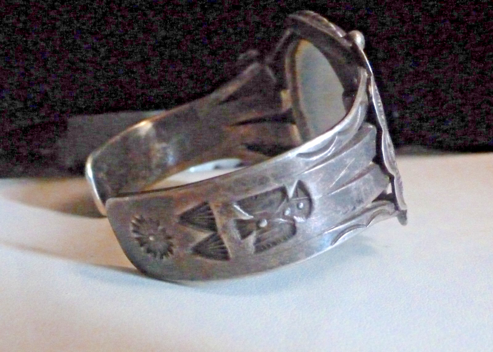 Sterling Navajo Fred Harvey Era Cuff Bracelet Agate Thunderbirds Bracelet