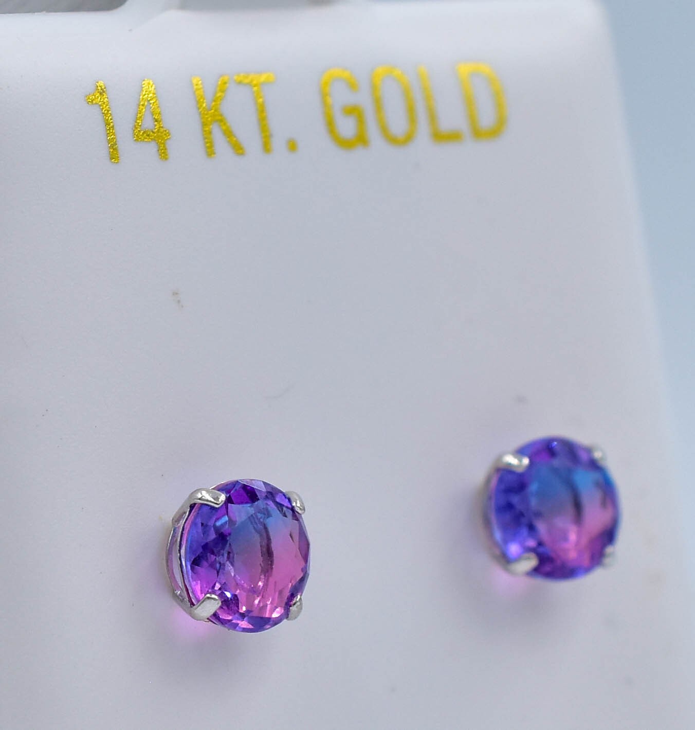 TOURMALINE 1.90 Cts STUD EARRINGS 14K SOLID WHITE GOLD -6 mm NWT – MADE IN USA