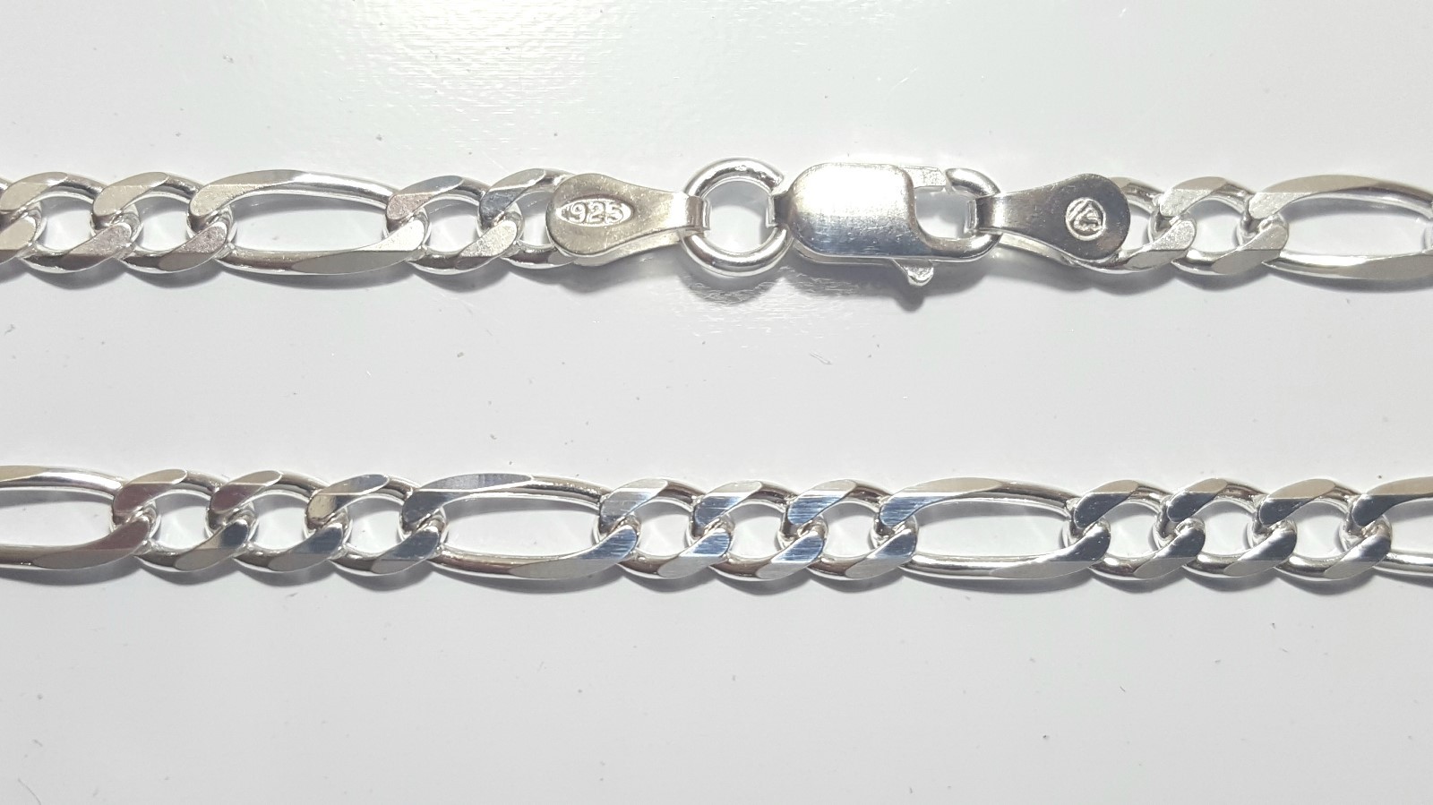 Figaro Link Ankle Bracelet 10 inch Long 925 Sterling Silver made in Italy