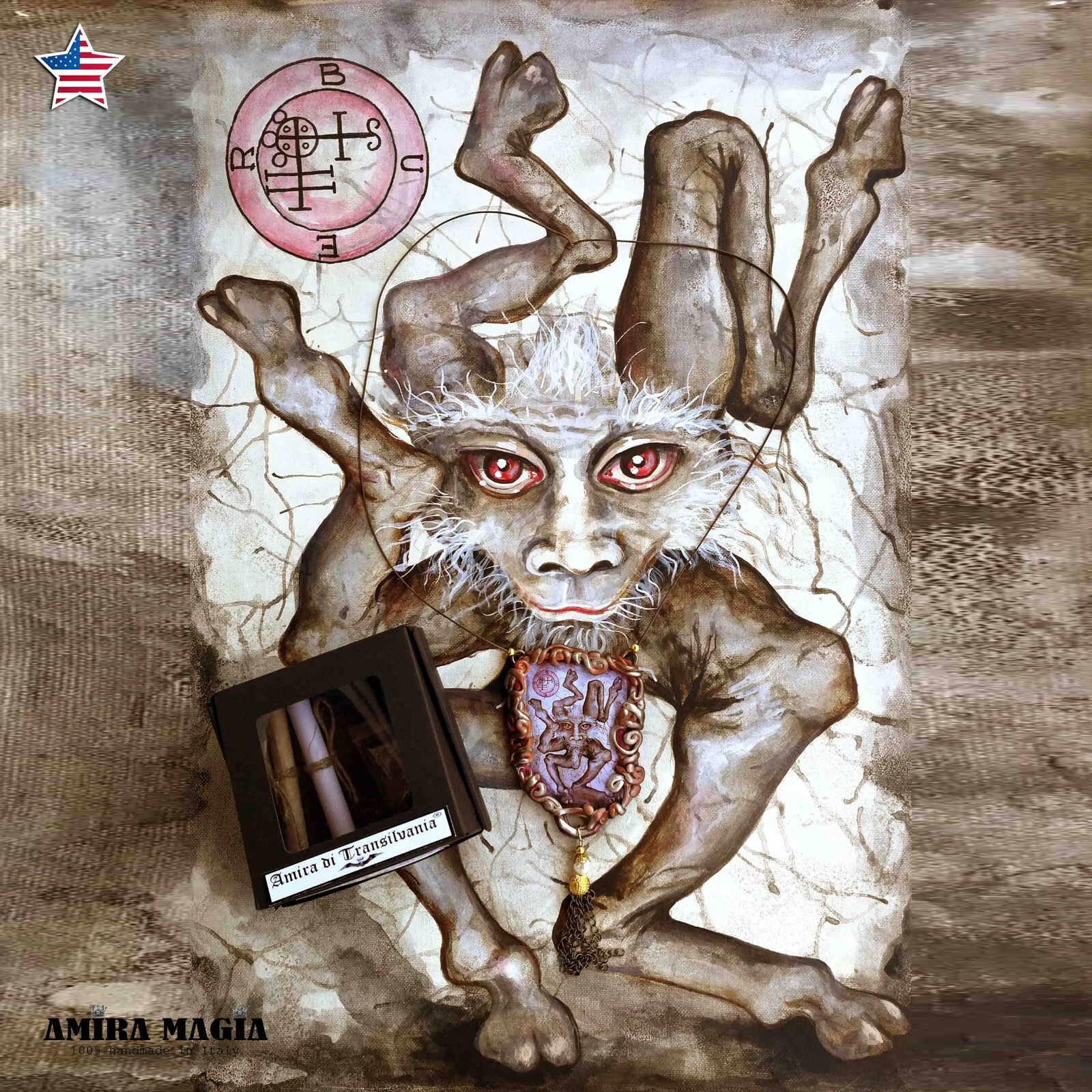 buer demon gothic talisman satanist pendant devil satan amulet necklace lucifer