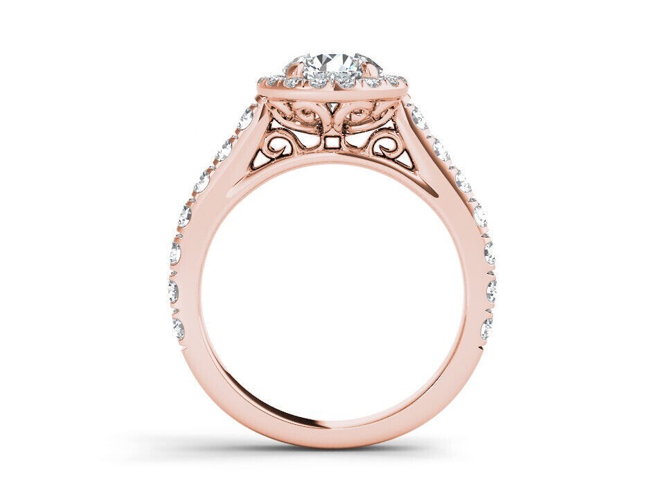 2.00 Ct Round Cut Simulated Diamond Women’s Halo Ring 14k Rose Gold Plated