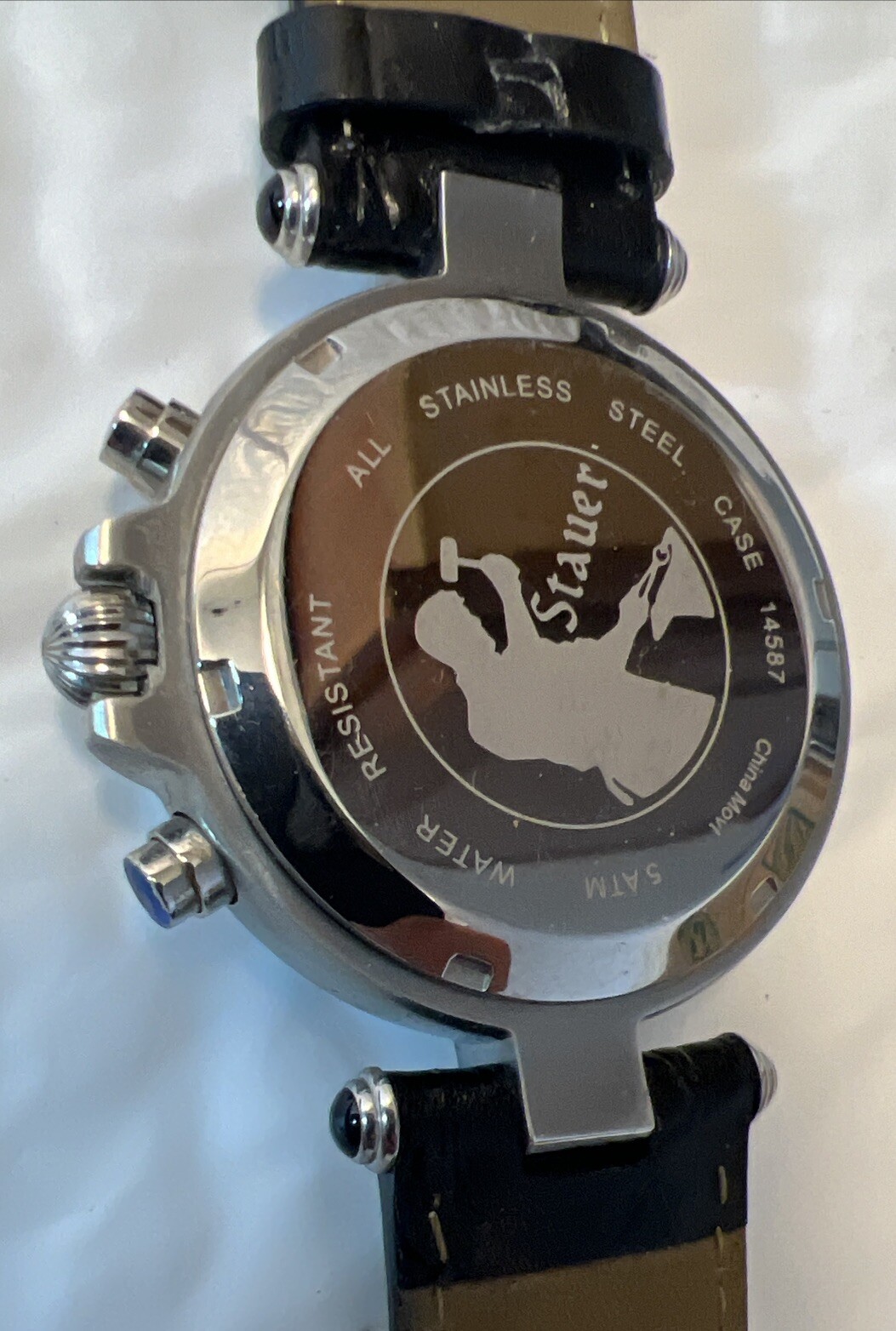Stauer Noire Black Men’s Automatic Watch 27 Jewels Moon Phase 14587 Original Box