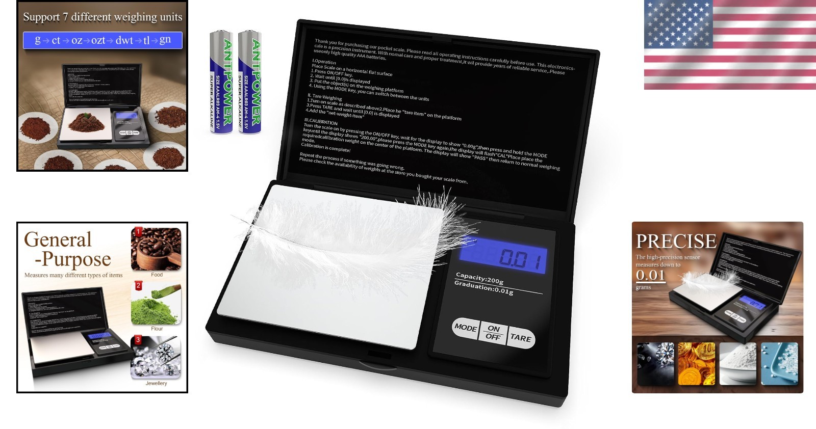 Milligram Scale 50G/0.001G, Portable Jewelry Scale .001 Gram Accuracy, Mg Scale,