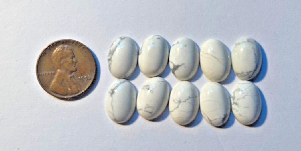LOT OF 10 PIECES GENUINE NATURAL 14X10 MM OVAL CAB WHITE HOWLITE BELOW WHOLESALE