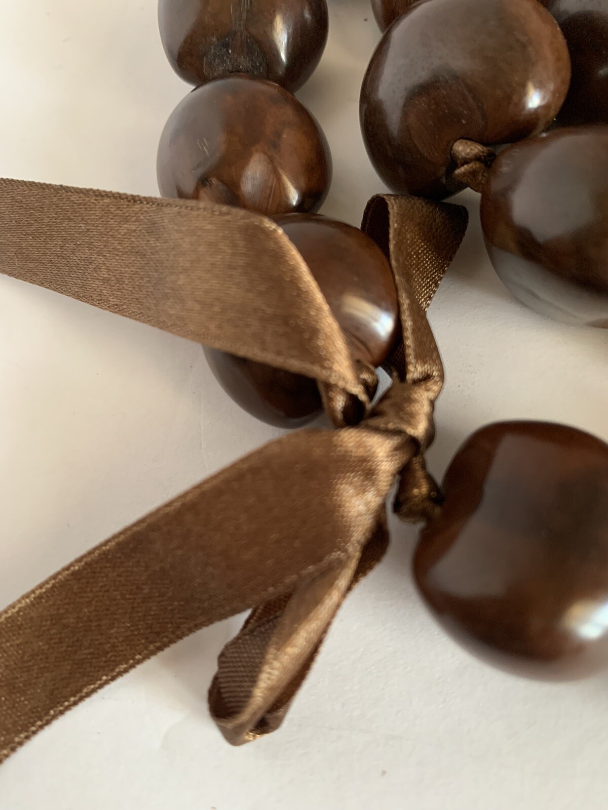 Dark Brown Kukui Nut Lei Natural Beads Necklace