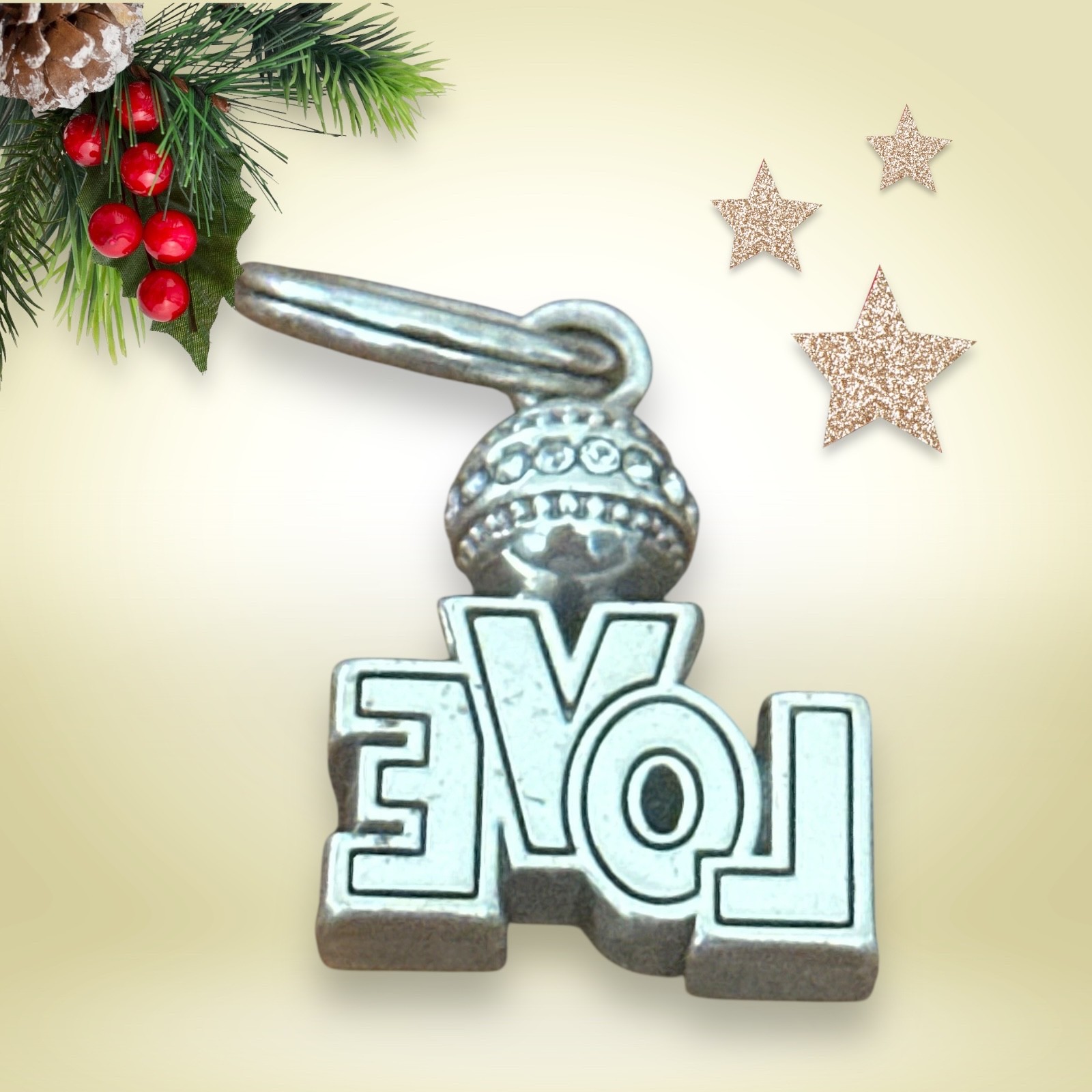 Brighton Holiday Love Charm-“Love”- silver green red -crystals Christmas holiday