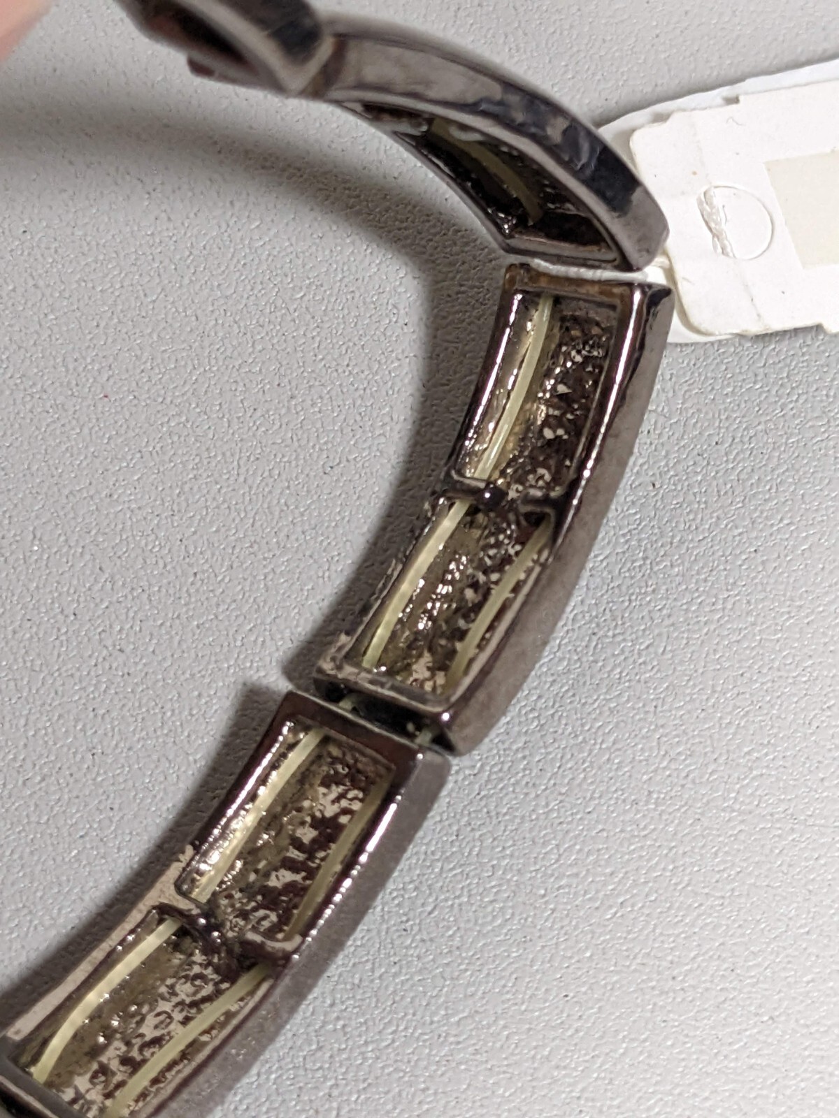 Charter Club Gray Green Rectangle Panel Stretch Bracelet 7.25 inches