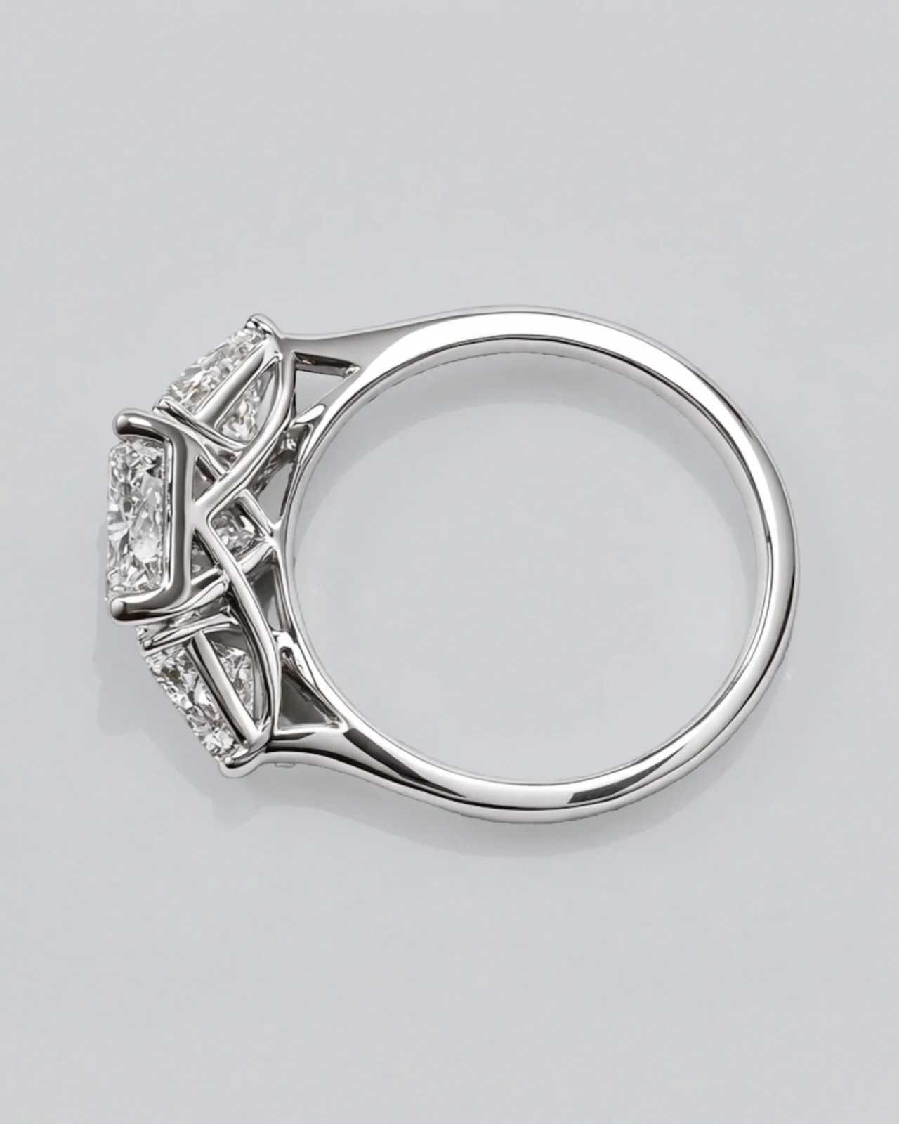 IGI 5.50 Ct Radiant Cut EF/VS1 Lab Grown Diamond Three Stone Ring 14K White Gold