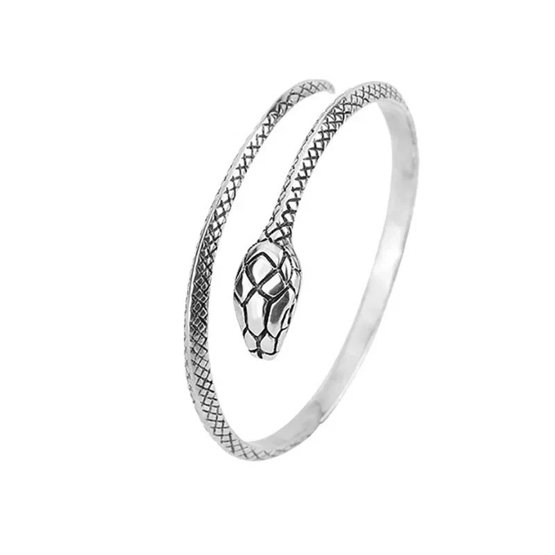 Women Bracelet Retro Snake Punk Elegant 925 Sterling Silver Cuff Vintage Bangle