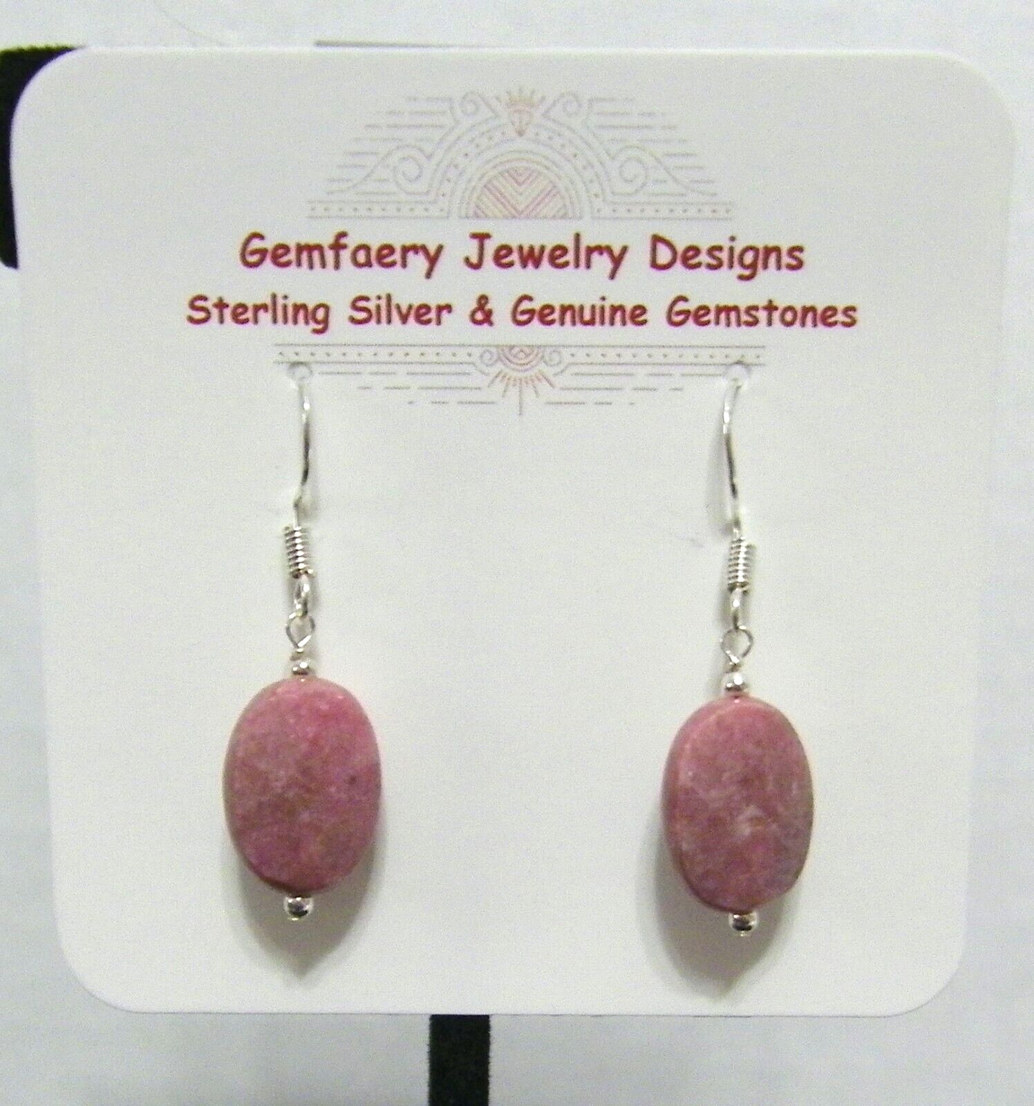 Sterling Silver Faceted RHODONITE Gemstone Dangle Earrings #1946…Handmade USA