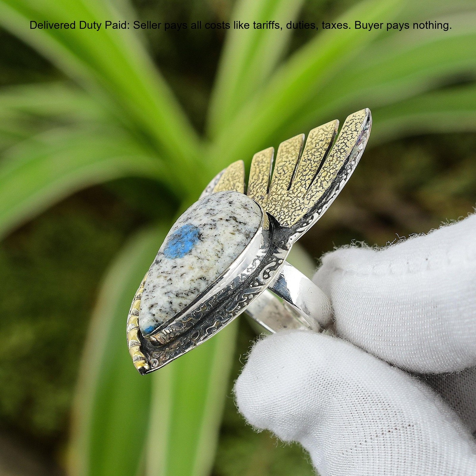 Pear K2 Jasper Gemstone Sterling Silver Anniversary Boho Stackable Daughter Ring