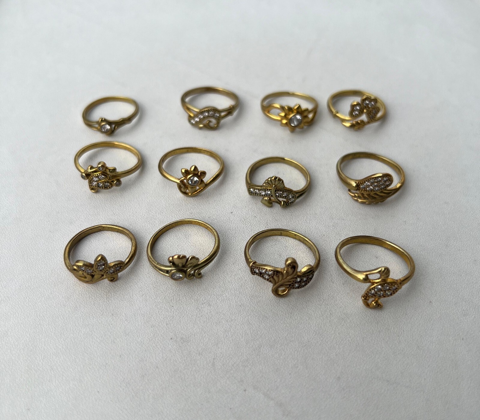 BULK SALE !! Brass Mix Ring with White Topaz Wholesale Lot US Size 6-8