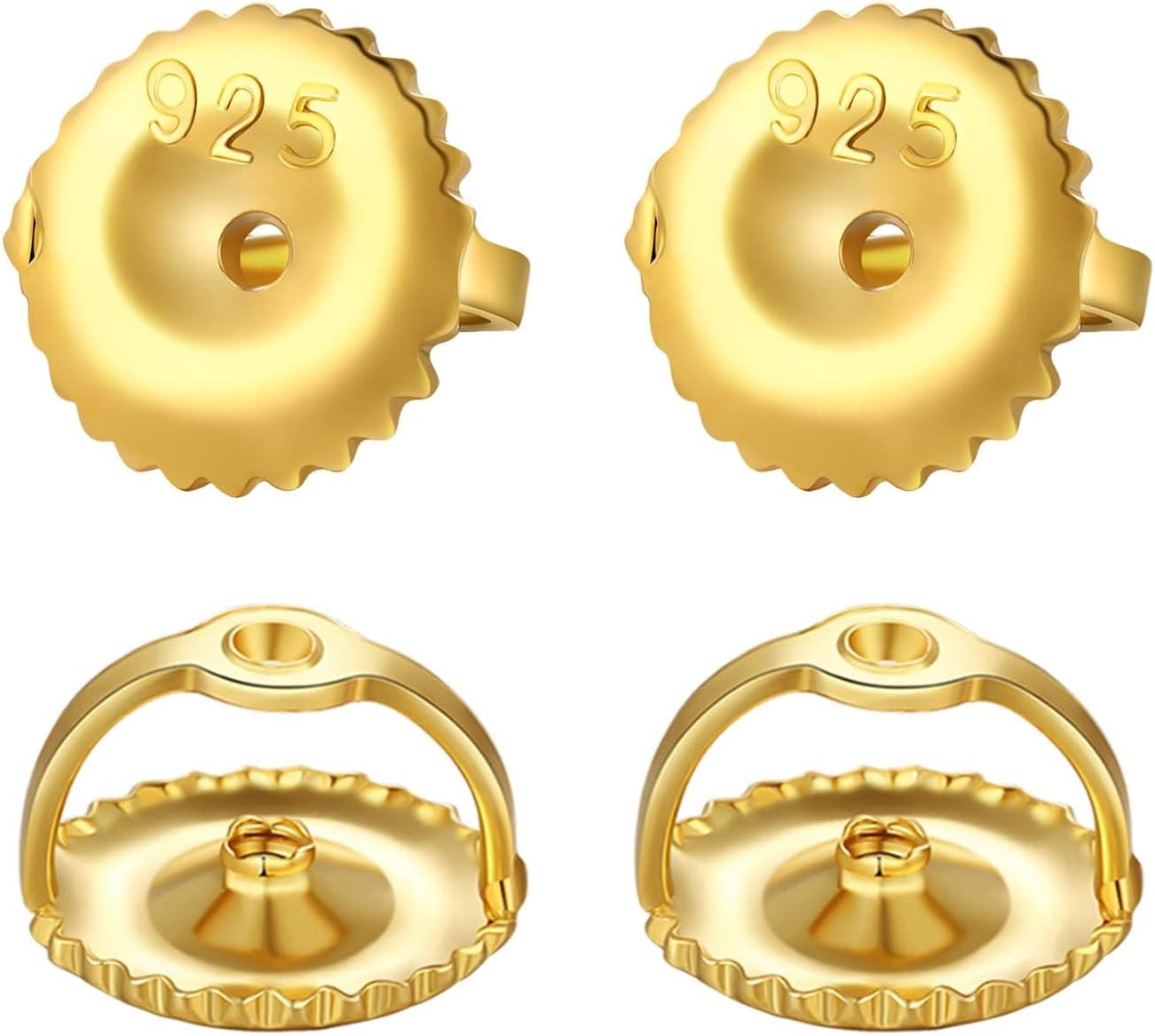 2 Pairs 14K Gold & 925 Sterling Silver Screw Earring Backs Replacements – Secure