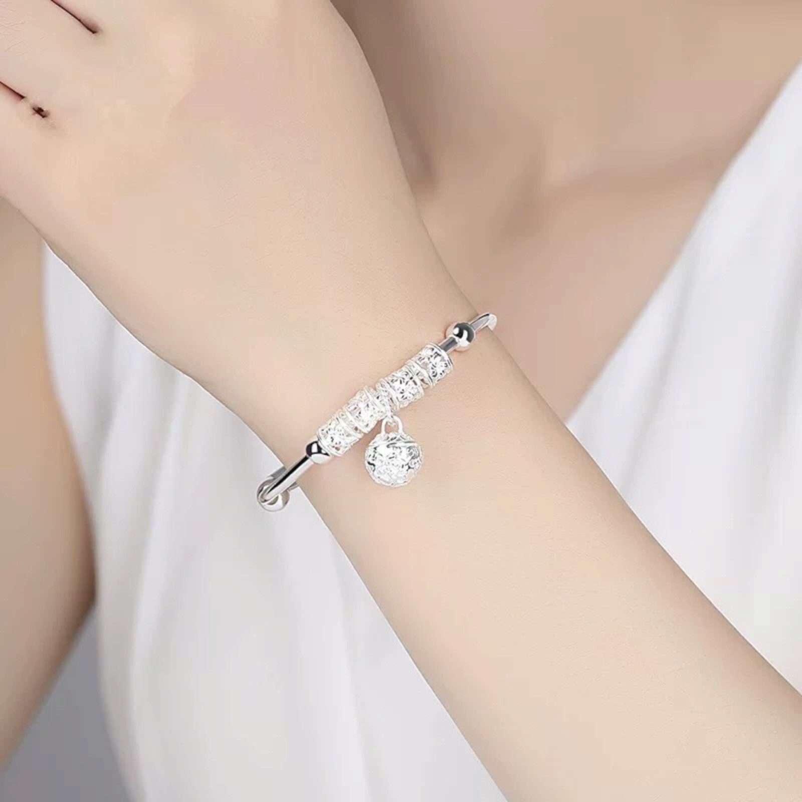 925 Silver women cute Bangle bracelet fashion charm jewelry wedding Gift B94