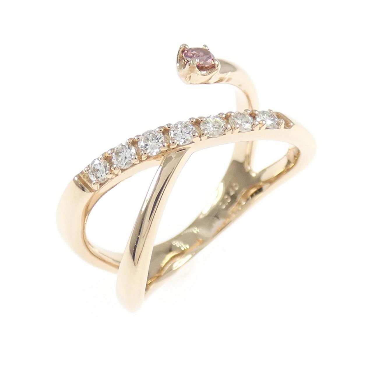 Authentic K18PG Diamond Ring 0.040CT FDP SI2 Fancy Cut #260-008-144-3628