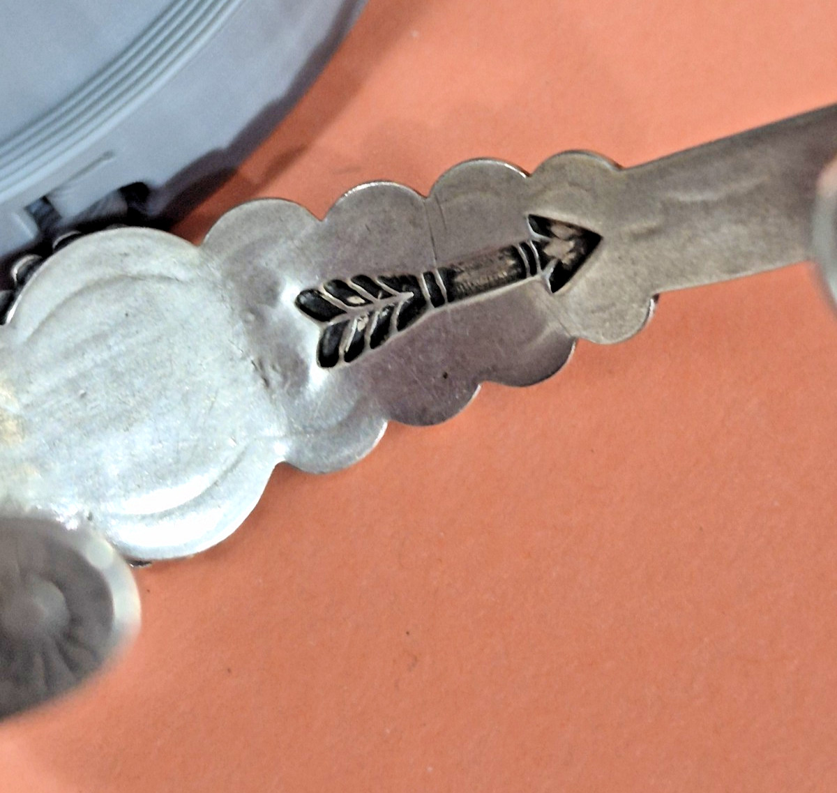 Vintage Fred Harvey Era Sterling Silver Turquoise Cuff Bracelet Arrow Stamp