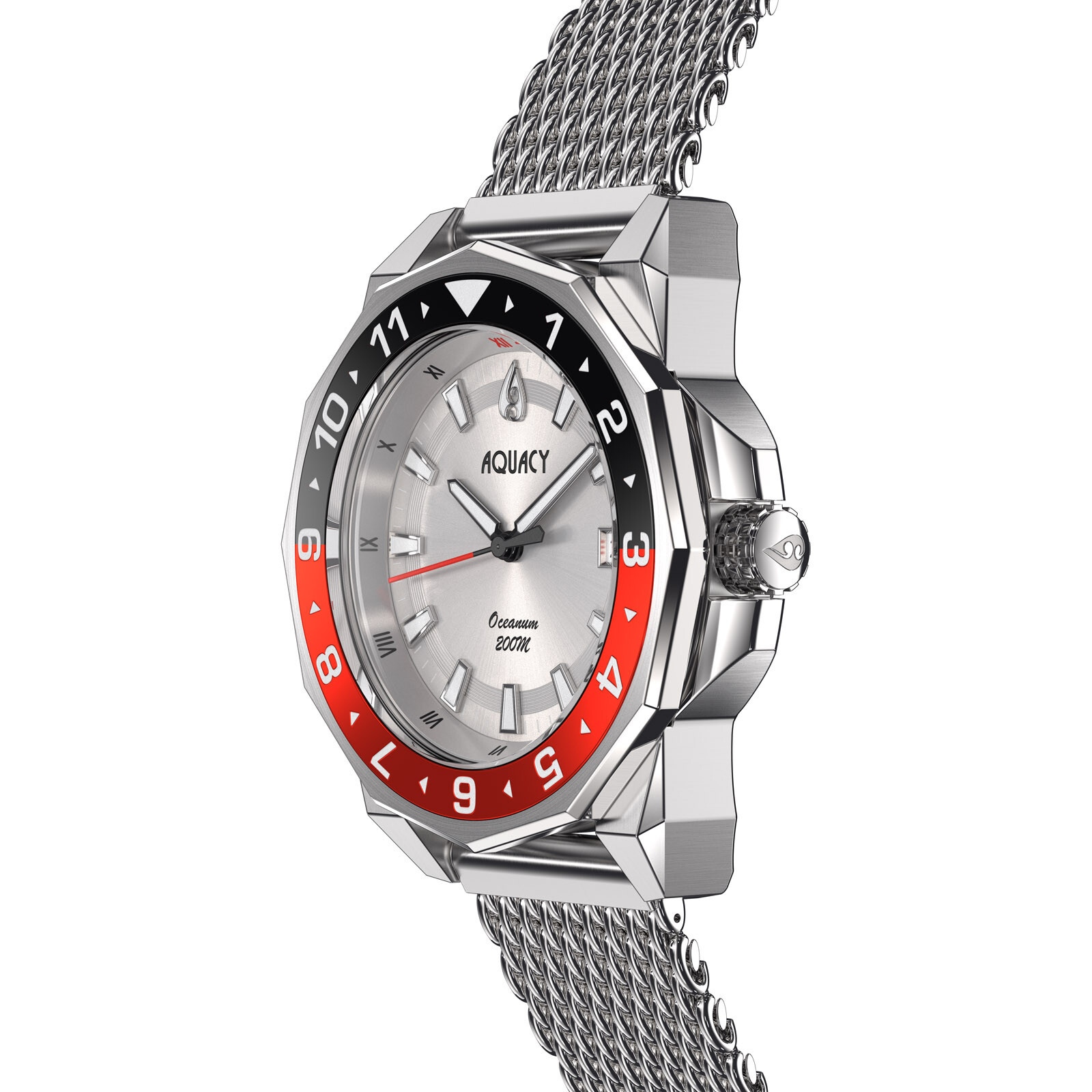 Aquacy Hei Matau Oceanum Men’s Automatic 200M Silver Dial Dive Watch ON.SL.BK.RD