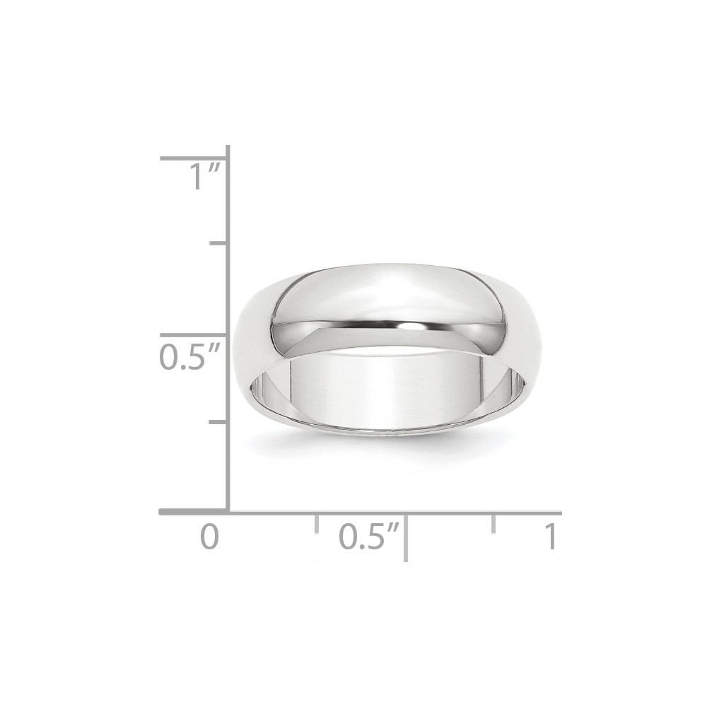 Platinum 8mm Half Round Featherweight Wedding Band Ring Size 6.5; Wt. 7.91 g