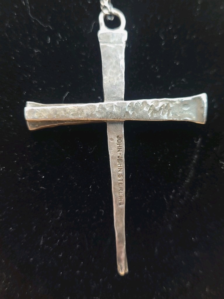 Sterling 925 Brutalist John-John Forged Nails Cross Necklace AGI 925 18″ Chain