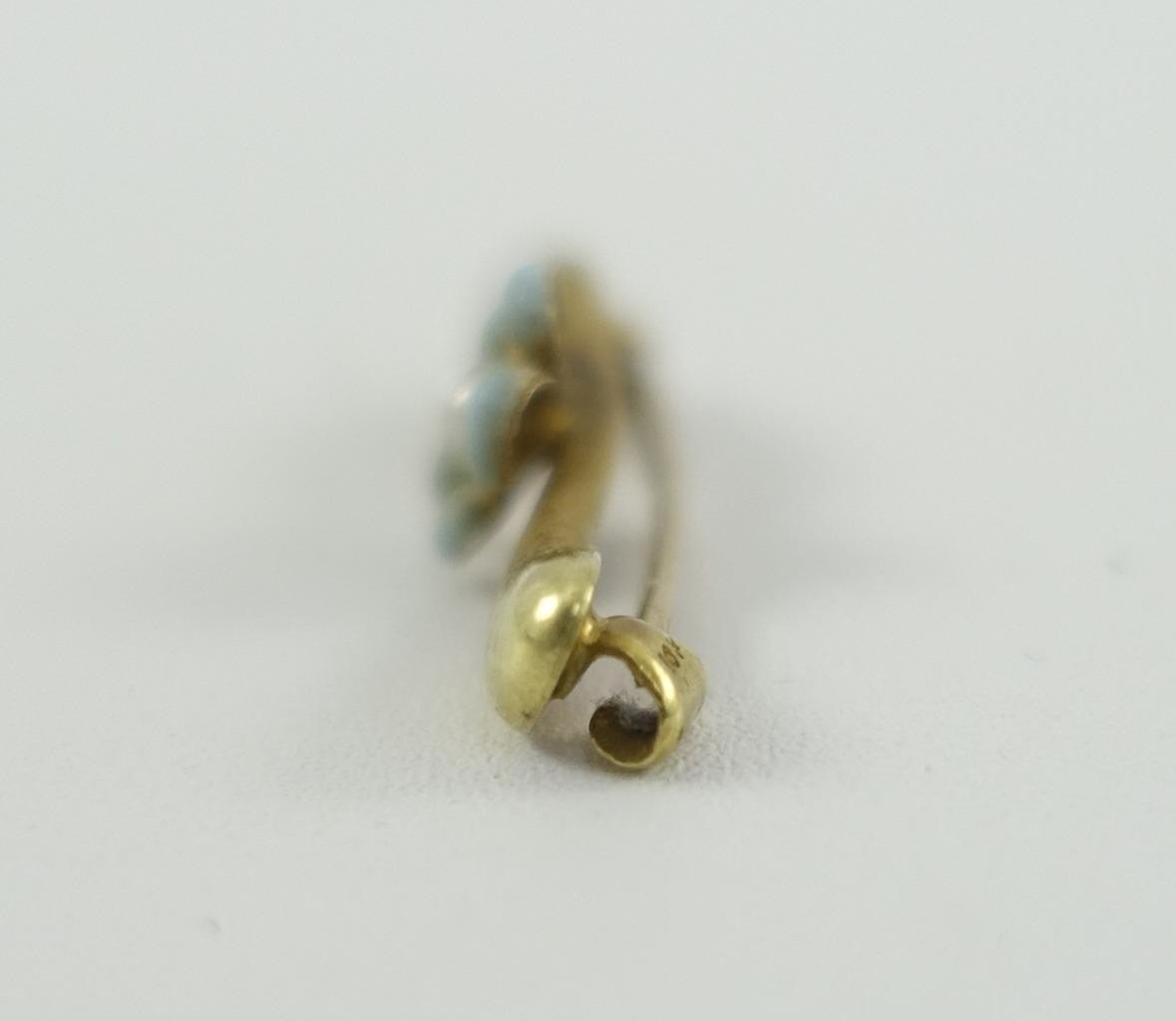 10K yellow gold ladies vtg antique 1″ bar pin w/ pearl 1.1g