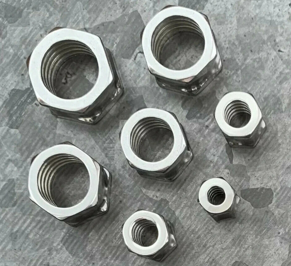 PAIR Hexagon Bolt Tunnels Screw 316L Surgical Steel Double Flare Plugs Gauges