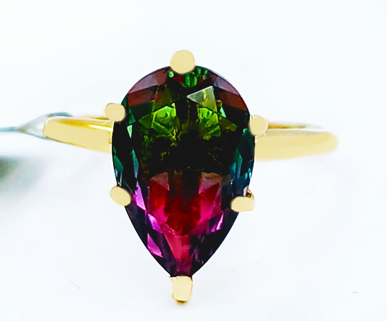 LAB CREATED 5.22 Cts TOURMALINE RING 10k YELLOW GOLD – Made in USA – NWT