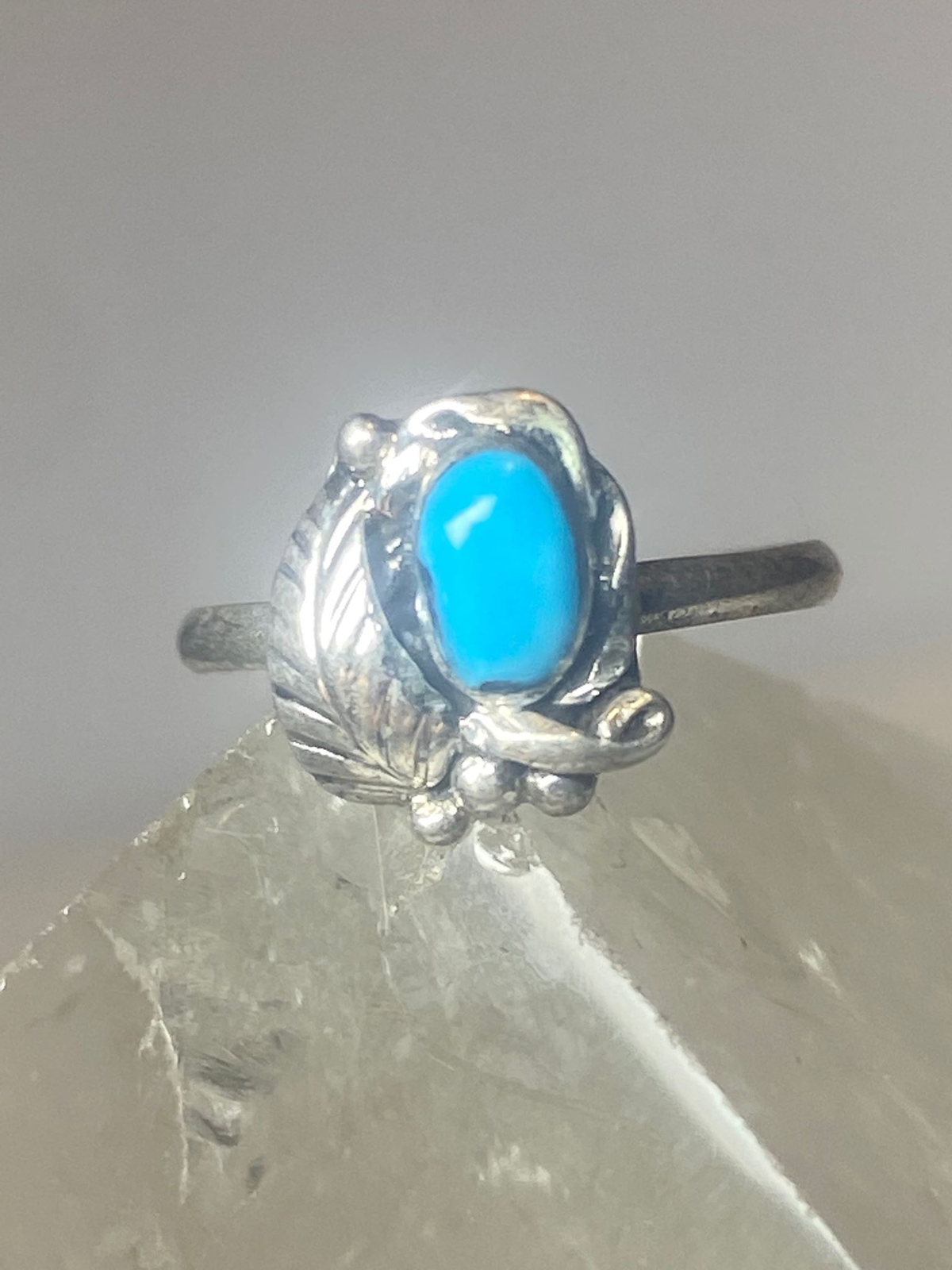 Turquoise ring southwest pinky floral leaves blossom baby children women girls