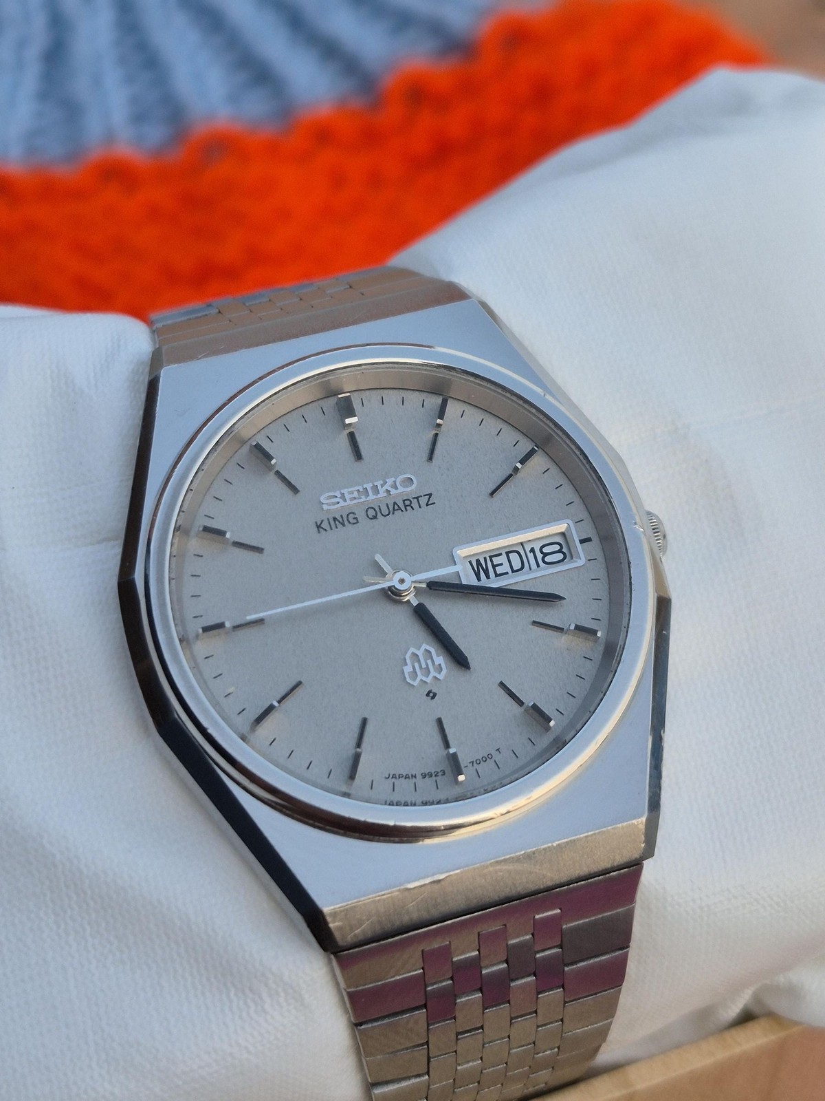 Vintage Seiko King Twin Quartz Watch 9923-7000 Stainless Steel Day Date JDM HAQ